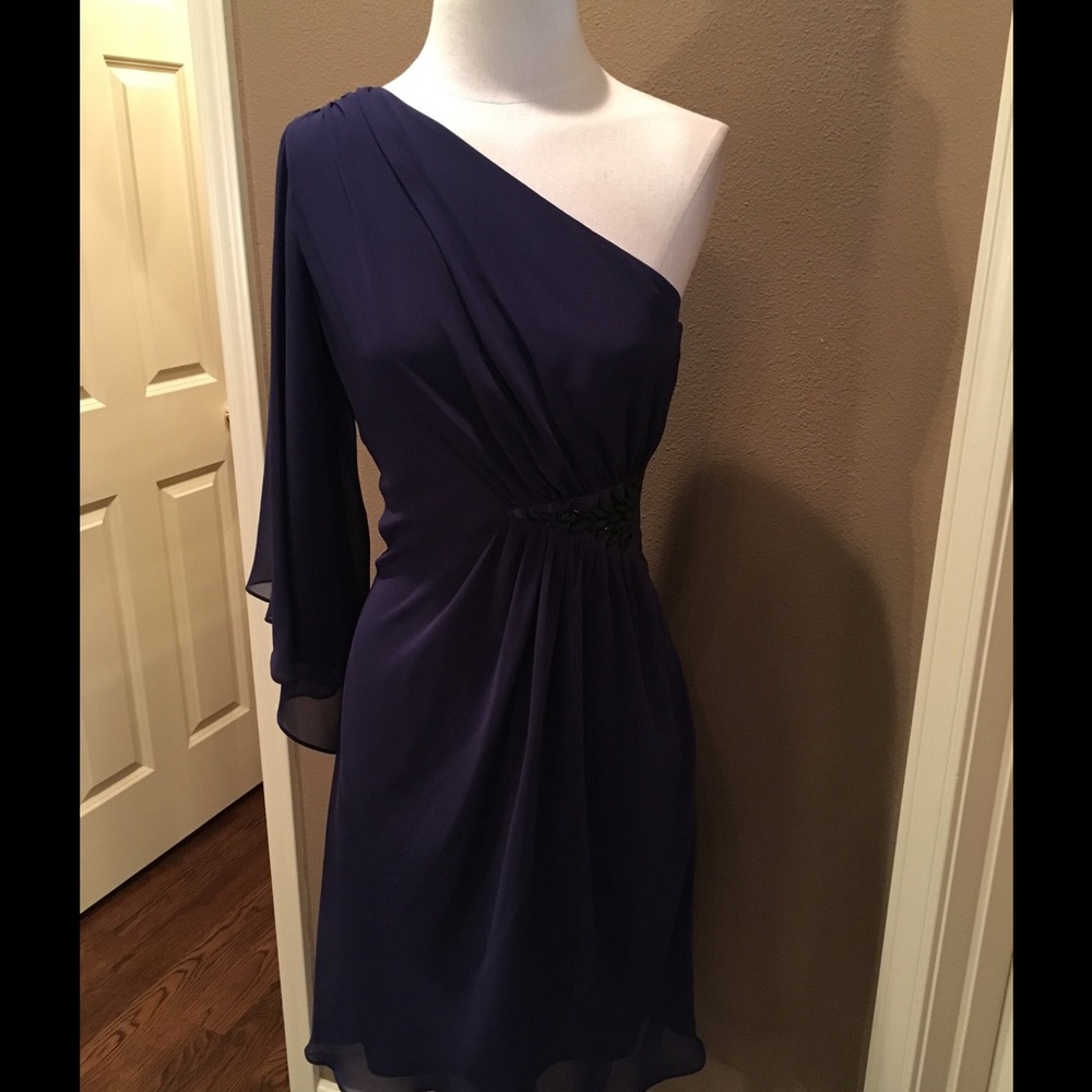 Evan Picone One-Shoulder Purple Dress